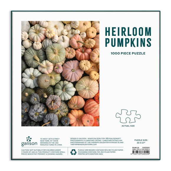 🧩 Jigsaw Puzzle 1000 pieces "Heirloom Pumpkins" by Galison 🧩 - Picture 2 of 7